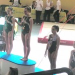 Il podio della cat. Over, trave. Fabiola Toccafondi vince la medaglia di bronzo