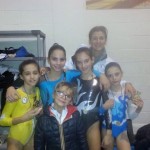 .........Livorno, 25/1/2015-L'istruttrice Fabiola Cantini, la piccola Camilla con le ginnaste Giulia Chelini, Ludovica Vannucci, ............ Serena Nannetti e Marta Galletti